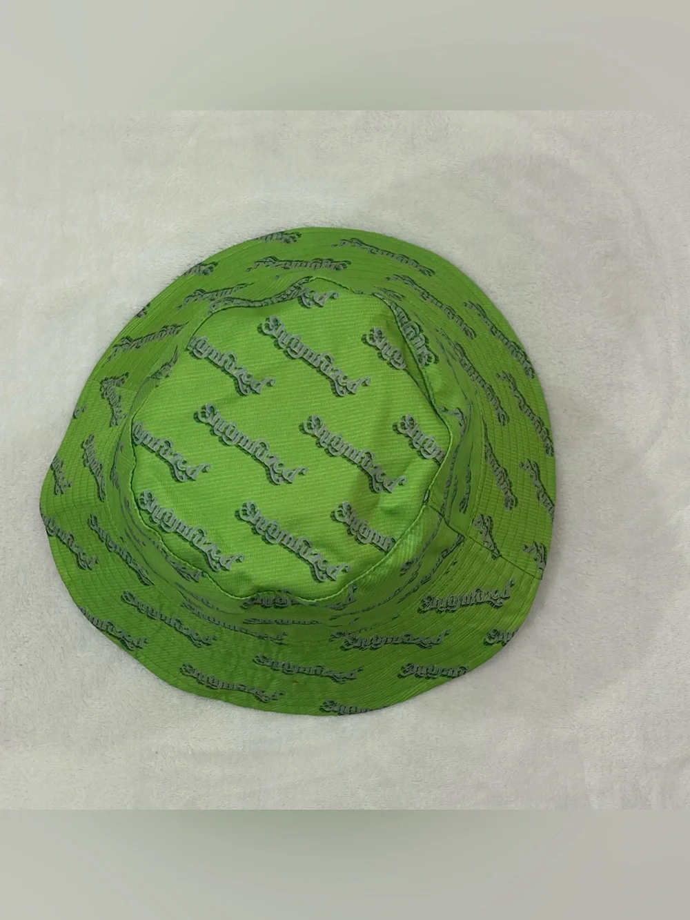 Shrumfuzed Tie Dye Embroidered Logo Reversible Green All Over Print Bucket Hat